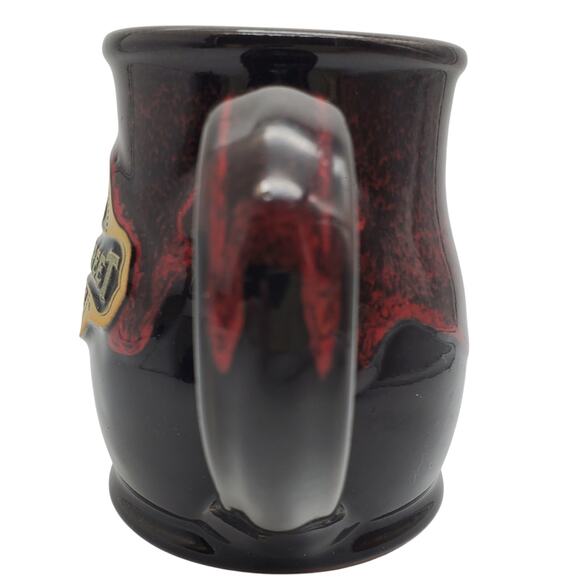 Verena Street Coffee Mug 14oz Deneen Pottery Black Brown Red Drip Glaze Cup 2021 - Picture 4 of 10